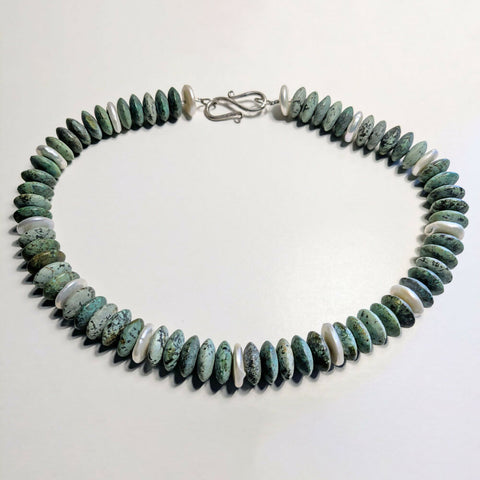 Peruvian Turquoise and Mother of Pearl Disc Necklace
