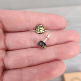 Claire Fernig Spinnaker Glass Golden Crackle 925 silver dichroic stud earrings side view