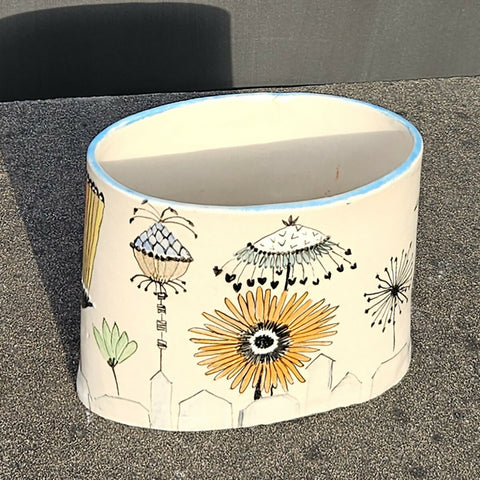 Flowertown Vase or Utensil Holder - handmade ceramic