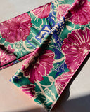 Poppies Green and Pink Satin Scarf