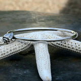 Sterling Silver Bangle With Seashell Charm - Hallmarked