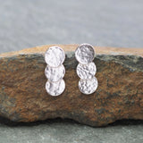 Triple Disc Silver Stud Earrings
