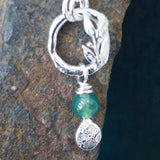Green Moss Silver Leaf Pendant Necklace