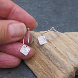 Sterling Silver Textured Square Drop Earrings
