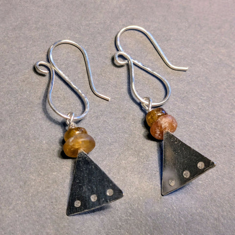 Sterling silver, Carnelian & Tourmaline earrings