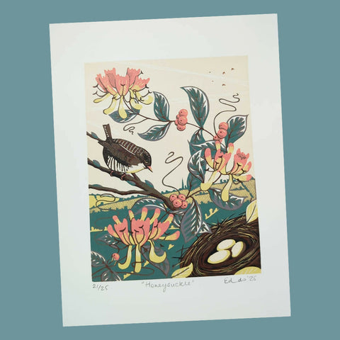 Honeysuckle - Original Linocut Print