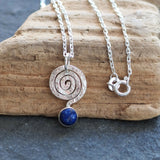 Silver Spiral Lapis Lazuli Pendant Necklace