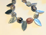 Botswana Agate & Silver Leaves Necklace