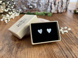 Silver Tree Bark Heart Stud Earrings by Curious Magpie Jewellery 3
