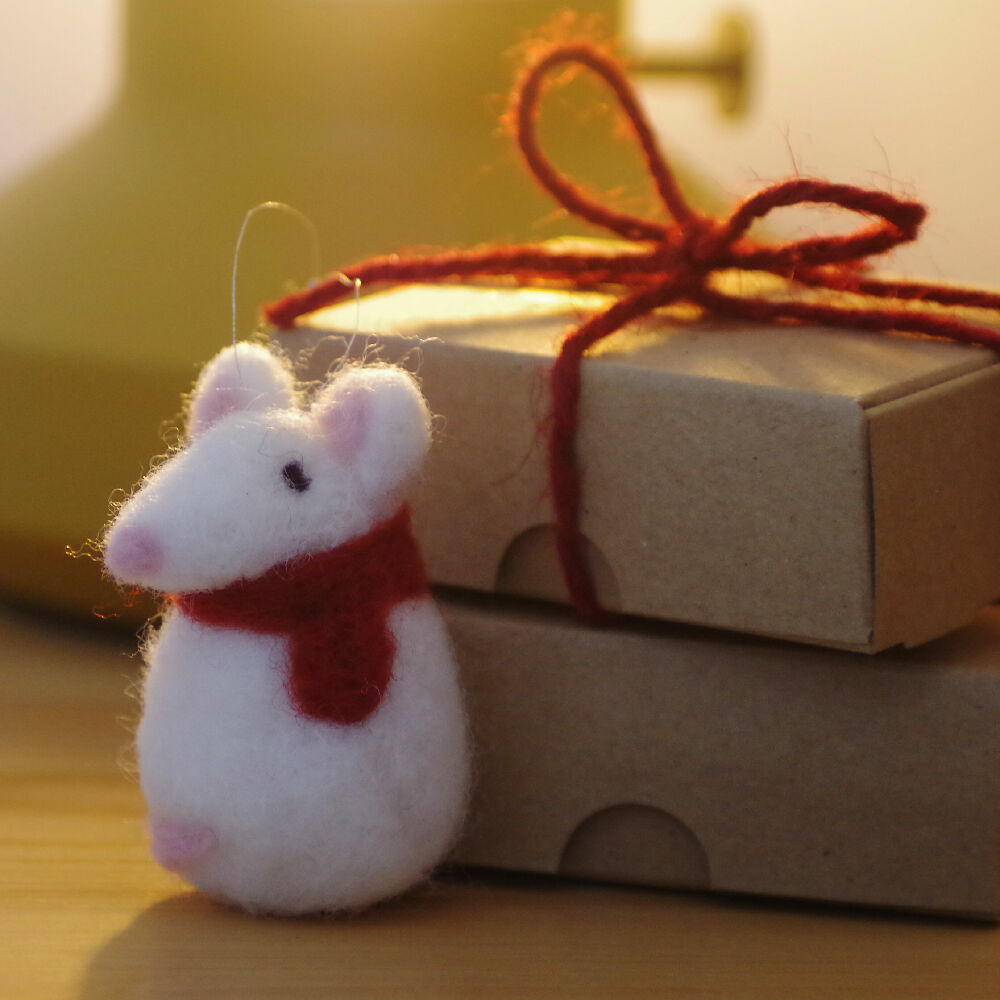 Handmade Needle Felted Mouse Decoration - Made to Order