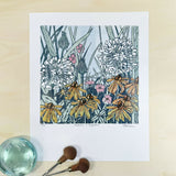 Rudbeckia and Agapanthus - Reduction Linoprint