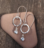 Silver Hoop Earrings with Pebble Droplet