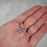 Amethyst & Silver Dangle Drop Earrings
