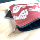 14” Handquilted Laptop or Sketchbook Case | Red Bird Design | British Made
