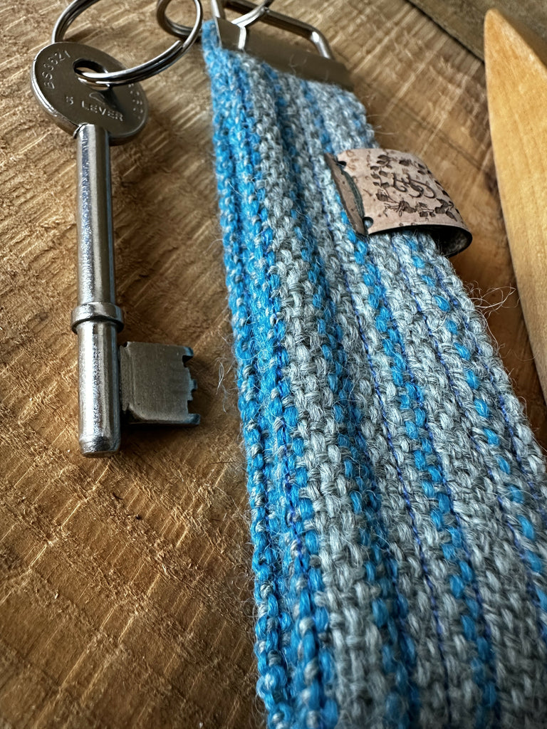 Blue and Grey Stripe - Handwoven British Wool Key Fob | Greeting Cards ...