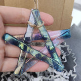 Blue and Clear Fused Glass Star Christmas Decoration