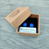 Small Electric Blue Dichroic Glass Silver Stud Earrings