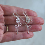 Silver Spiral Flower Earrings