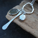 Sea Glass Molten Silver Cluster Necklace