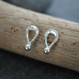Silver Tear Drop Stud Earrings