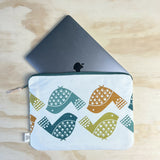 Handmade 14" Laptop/sketchbook sleeve/project pouch | Bird Print | British Made