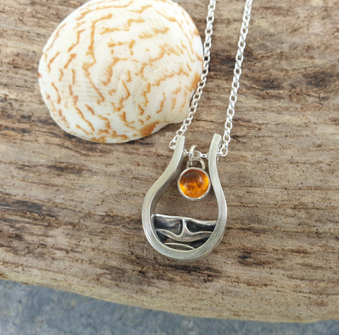 Sterling Silver Amber Beach Sunrise Pendant