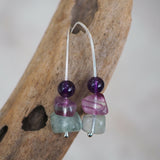 Fluorite and Amethyst Drop Earrings