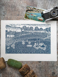 Looking Back, Portscatho Limited Edition Lino Print