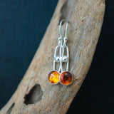 Amber and Silver Dangle Earrings