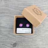 Claire Fernig Spinnaker Glass Gold Purple dichroic glass 925 Silver stud earrings boxed