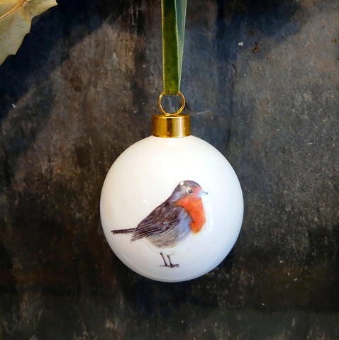 Robin Bauble Decoration - Fine China
