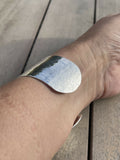 Wide Hammered Sterling Silver Cuff Bracelet - Hallmarked