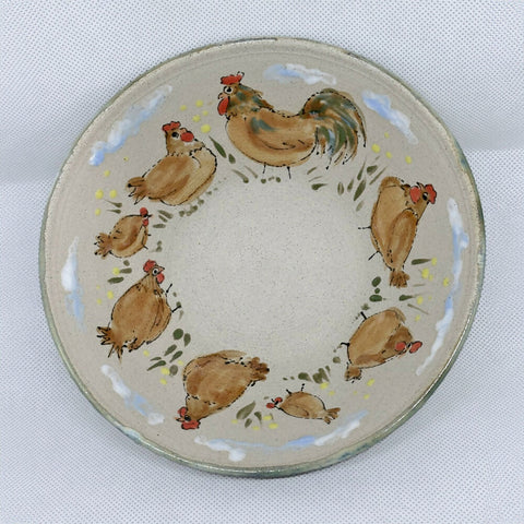 Hand Illustrated Chicken Bowl - Handmade in Devon - Stoneware Ceramics
