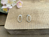 Silver Navette Stud Earrings by Curious Magpie Jewellery