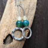 Green Moss and Jade Hoop Earrings