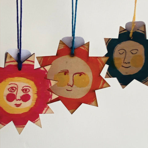 Happy Sun - Hand Painted Wooden Decoration