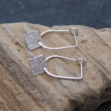 Sterling Silver Textured Square Drop Earrings