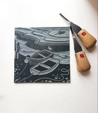 Incoming Tide - Original Lino Print