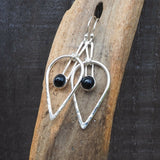 Silver and Black Onyx Tear Drop Dangle Earrings
