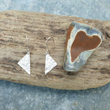 Textured Triangular Silver Earrings