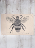 Cotton Tea Towel with Bee Lino Print