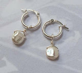 Keishi Pearl - Mini Hoop Silver Earrings
