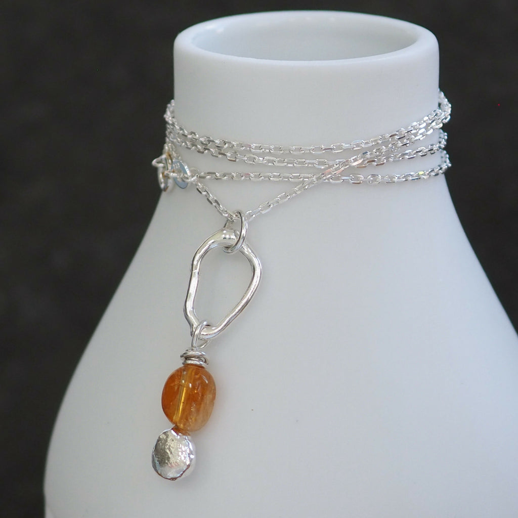 Citrine and Recycled Silver Pendant