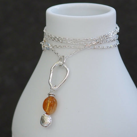 Citrine and Recycled Silver Pendant