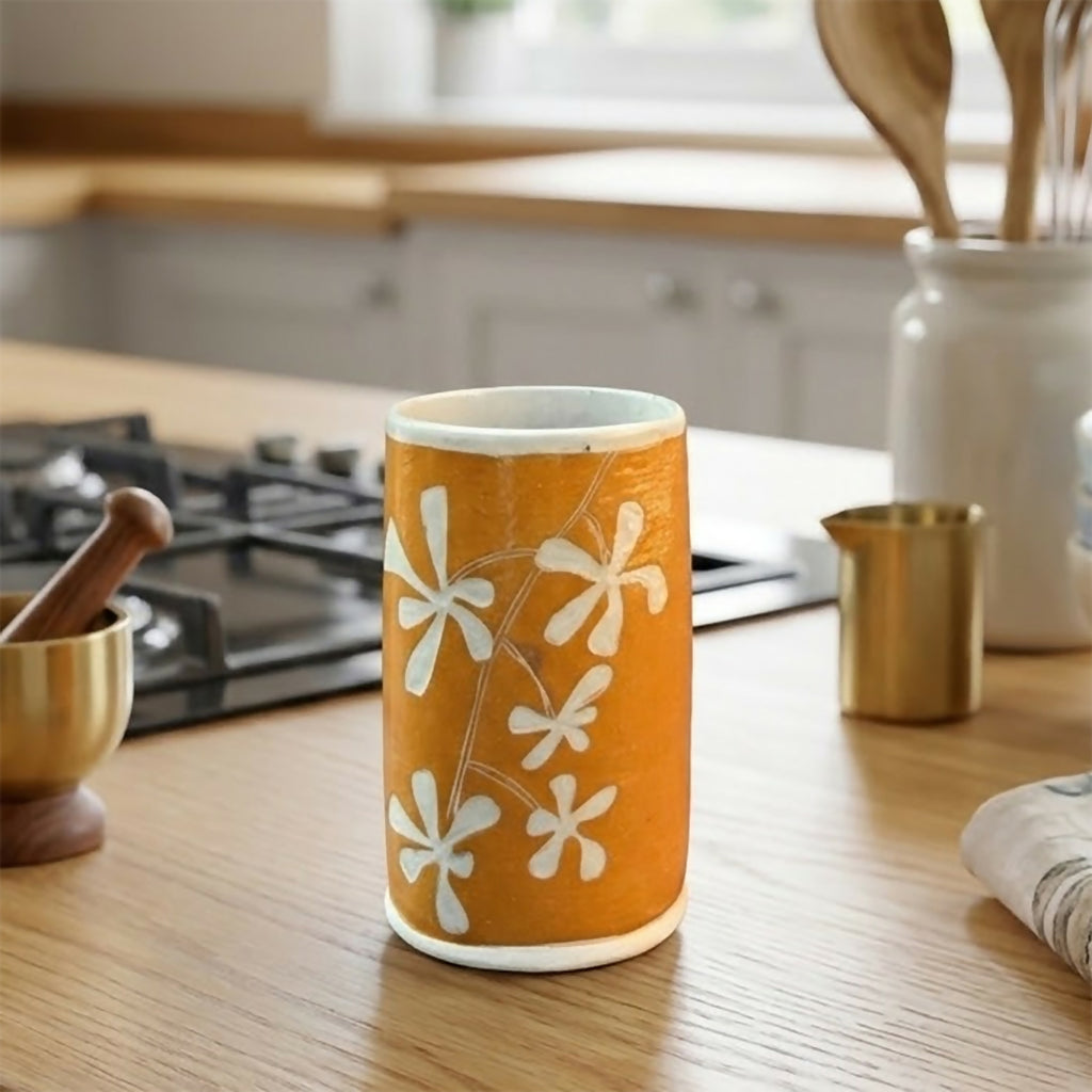 Petal Paths Vase Or Utensil Holder - handmade ceramic