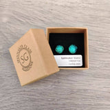 Emerald Fizz Dichroic Glass Silver Stud Earrings