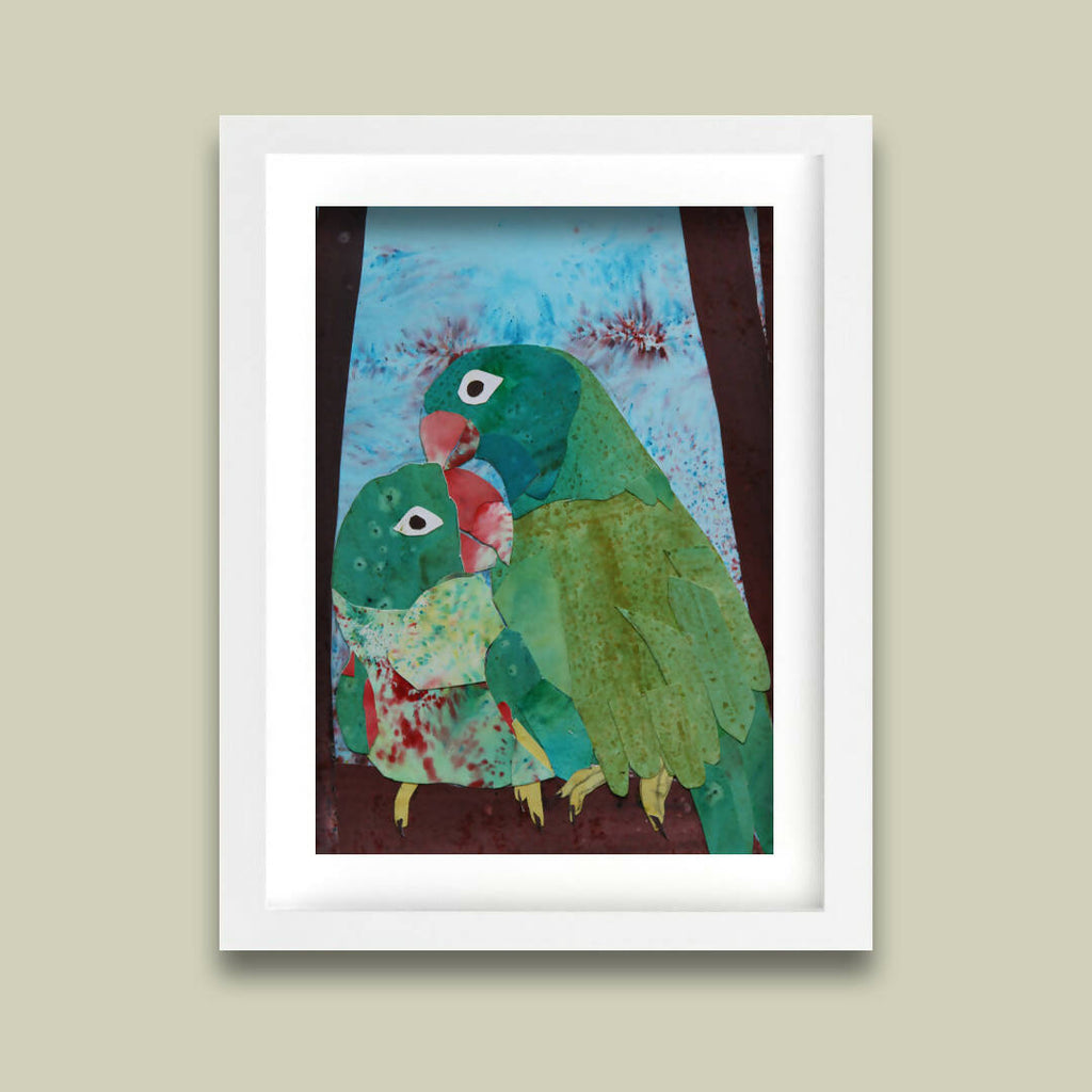 Parakeets - Painted Collage