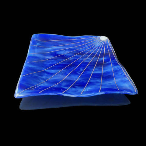 Dish, Moonshine in a Pool of Water - Fused Glass Sculpture