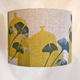Gingko Leaves and Moths Lightshade- Screen Printed and Embroidered - Large
