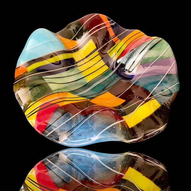 Small Multi-colour Bowl - Fused Glass Sculpture